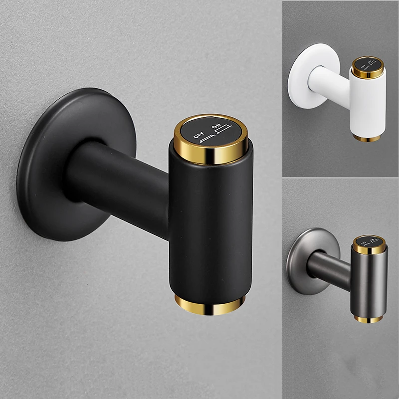 

Copper Washing Machine Faucets Soild Brass Single Cold Wall Mounted G1/2/G3/4 Bibcock Outdoor Garden Mop Pool Tap Black Gold New
