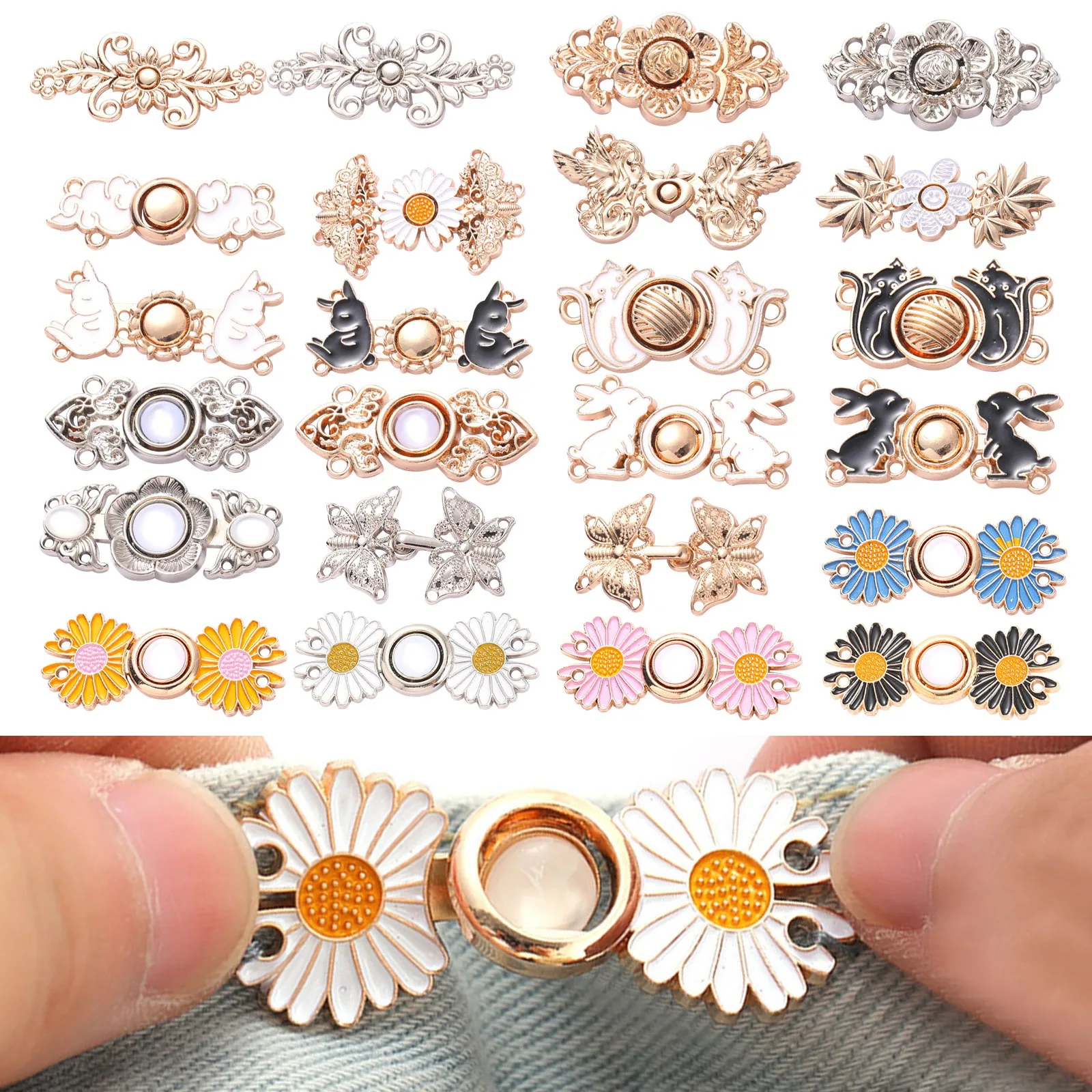 New Reusable Metal Buttons Pearl Snap Fastener Pants Pin Retractable Button Sewing-on Buckles for Jeans Perfect Fit Reduce Waist
New Reusable Metal Buttons Pearl Snap Fastener Pants Pin Retractable Button Sewing-on Buckles for Jeans Perfect Fit Reduce Waist