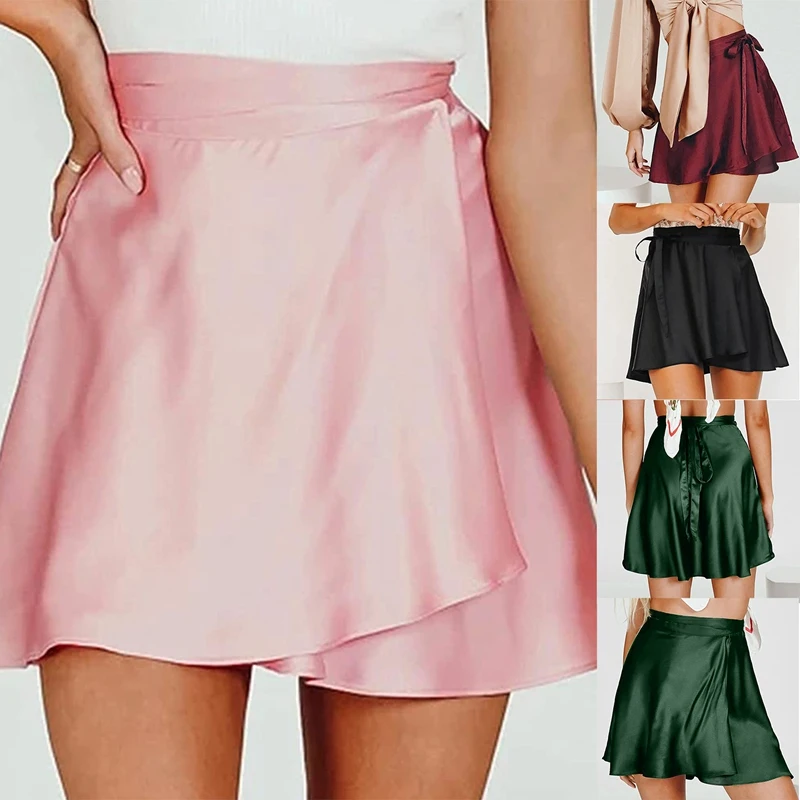 Women Summer High Waist Lace-Up Loose Casual Chiffon Satin Mini Skirt Solid Color Fashion Short Skirts
Women Summer High Waist Lace-Up Loose Casual Chiffon Satin Mini Skirt Solid Color Fashion Short Skirts