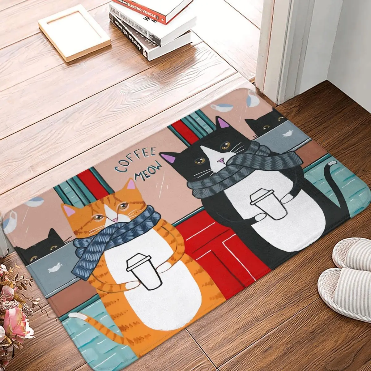 

Bathroom Non-Slip Carpet Cats Coffee Date Bedroom Mat Welcome Doormat Floor Decoration Rug