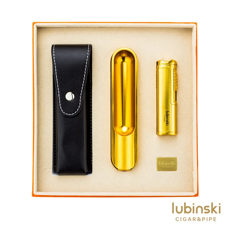 LUBINSKI Three-In-One Cigar Set Luxury Gift Box Single Straight Lighter Ashtray with Punch Drill with Leather Case Cigar Set
LUBINSKI Three-In-One Cigar Set Luxury Gift Box Single Straight Lighter Ashtray with Punch Drill with Leather Case Cigar Set