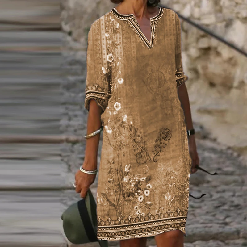 Women Spring Summer Commute Vintage Pattern Dress Ladies Fashion Mini Dress Vestido New Ethnic Style Printed Casual V-Neck Dress
Women Spring Summer Commute Vintage Pattern Dress Ladies Fashion Mini Dress Vestido New Ethnic Style Printed Casual V-Neck Dress