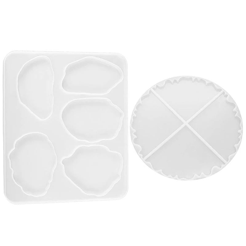 2 Pcs Silicone Resin Molds, 5 Large Size Irregular Patterns And 4 Flexible Geode Agate Patterns For Making Coaster, Bowl Mat,
2 Pcs Silicone Resin Molds, 5 Large Size Irregular Patterns And 4 Flexible Geode Agate Patterns For Making Coaster, Bowl Mat,