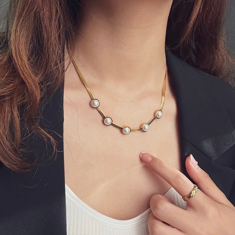 RACHELZ Vintage White Green Pearl Charm Necklace Luxury Stainless Steel Snake Chain Choker For Women Jewelry Party Gift
RACHELZ Vintage White Green Pearl Charm Necklace Luxury Stainless Steel Snake Chain Choker For Women Jewelry Party Gift