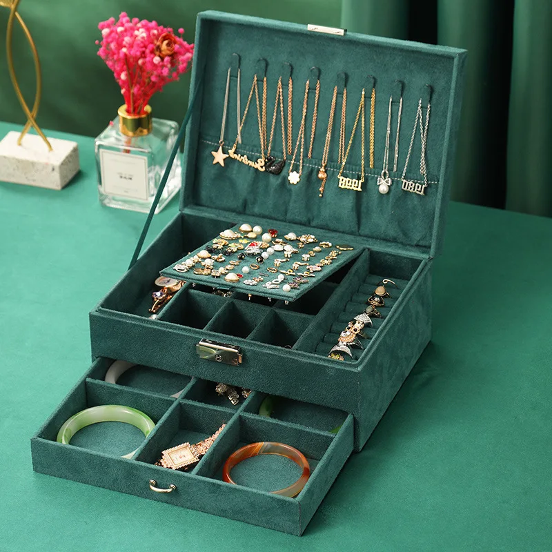 Jewelry Box Organizer, Large Necklace Jewelry Storage Organizer with Drawer Lock Women Jewelry Display Holder Case
Jewelry Box Organizer, Large Necklace Jewelry Storage Organizer with Drawer Lock Women Jewelry Display Holder Case