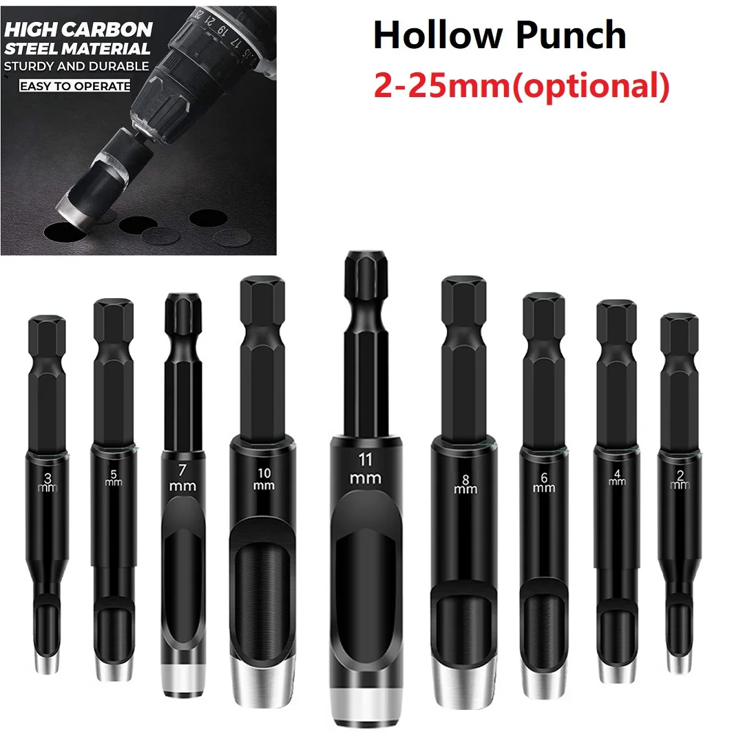2-25mm Punch Hex Shank Adapter Electric Machine Hollow Punch For Drill Cardboard Leather Belt Leather Hole Punching Accessories
2-25mm Punch Hex Shank Adapter Electric Machine Hollow Punch For Drill Cardboard Leather Belt Leather Hole Punching Accessories