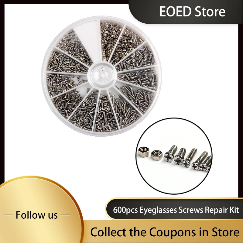 600pcs 12 Kinds of Small Stainless Steel Glasses Sunglasses Screws Electronics Nuts Assortment for Home Repair Tool Kit
600pcs 12 Kinds of Small Stainless Steel Glasses Sunglasses Screws Electronics Nuts Assortment for Home Repair Tool Kit