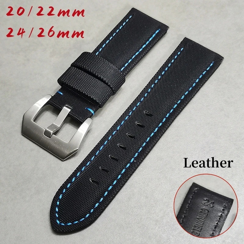

Genuine Cowhide Leather Strap for Panerai PAM111 441 359 Watch Carbon Fiber Nylon Canvas Watchband for Seiko 20mm 22mm 24mm 26mm