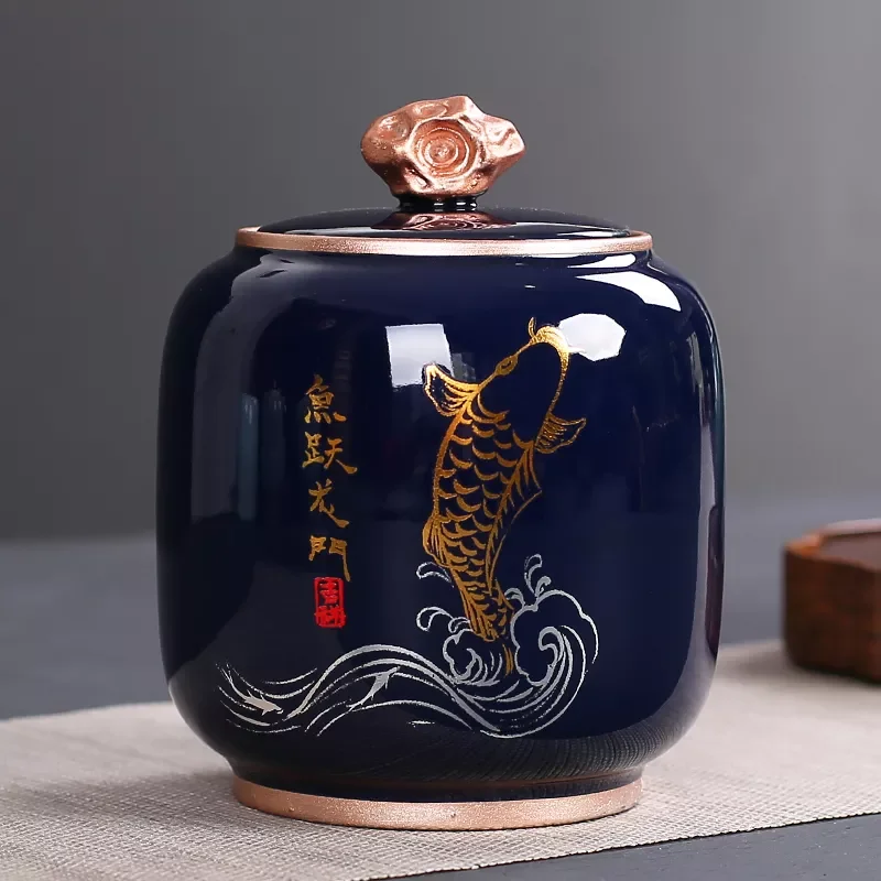 Retro ceramic tea pot storage tank sealed pot household tea moisture-proof pot food storage pot
Retro ceramic tea pot storage tank sealed pot household tea moisture-proof pot food storage pot