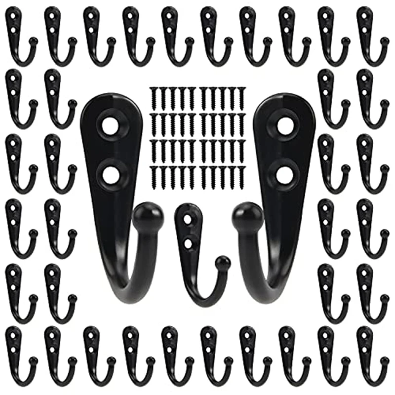 40 Pack Wall Hooks, Towel Hooks Coat Hooks With 80Pcs Screws, Black Wall Hooks For Hanging Coat Scarf, Bag, Towel, Key
40 Pack Wall Hooks, Towel Hooks Coat Hooks With 80Pcs Screws, Black Wall Hooks For Hanging Coat Scarf, Bag, Towel, Key