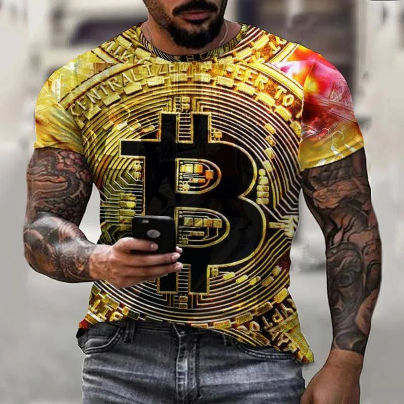 Virtual Bitcoin King 3D Printing New Summer Men's T-shirt Short-sleeved Fashion Street Harajuku Fun Sports Top Accessories
Virtual Bitcoin King 3D Printing New Summer Men's T-shirt Short-sleeved Fashion Street Harajuku Fun Sports Top Accessories
