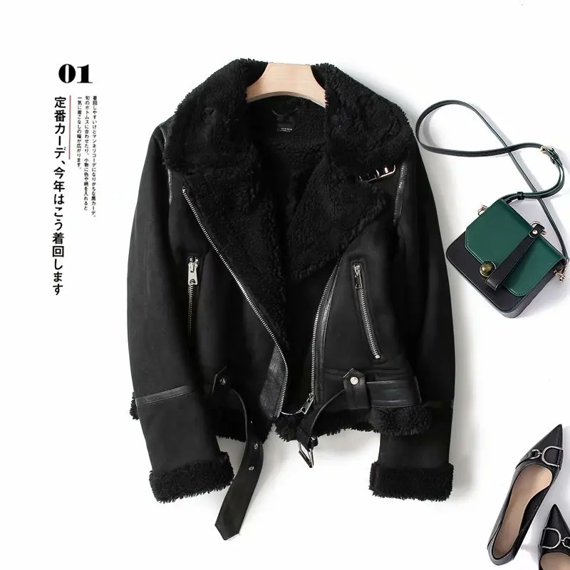 Women's Jacket Faux Sheepskin Retro Suede Fur Motorcycle Jacket Belt Casual Loose Zarin Women's Jacket
Women's Jacket Faux Sheepskin Retro Suede Fur Motorcycle Jacket Belt Casual Loose Zarin Women's Jacket