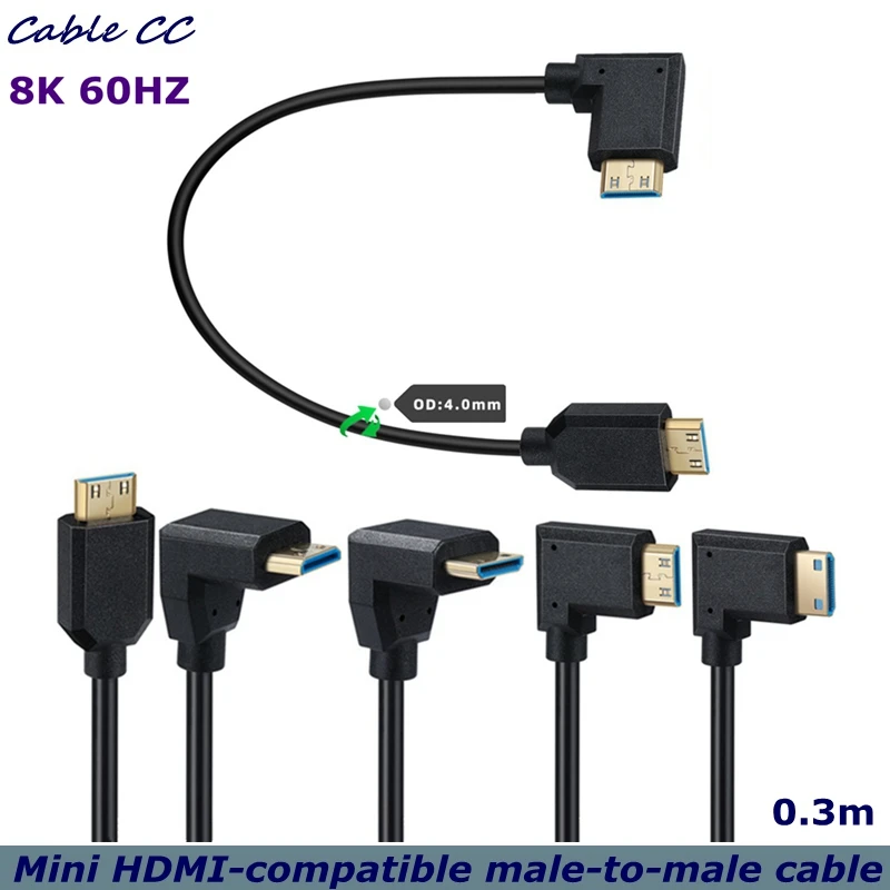 8K 90 Degree Angle Mini HDMI-Compatible Male to Male Cable HDMI-Compatible 2.1 Cable Support 8K@60Hz 4K@120Hz 48Gbps eARC HDR10
8K 90 Degree Angle Mini HDMI-Compatible Male to Male Cable HDMI-Compatible 2.1 Cable Support 8K@60Hz 4K@120Hz 48Gbps eARC HDR10
