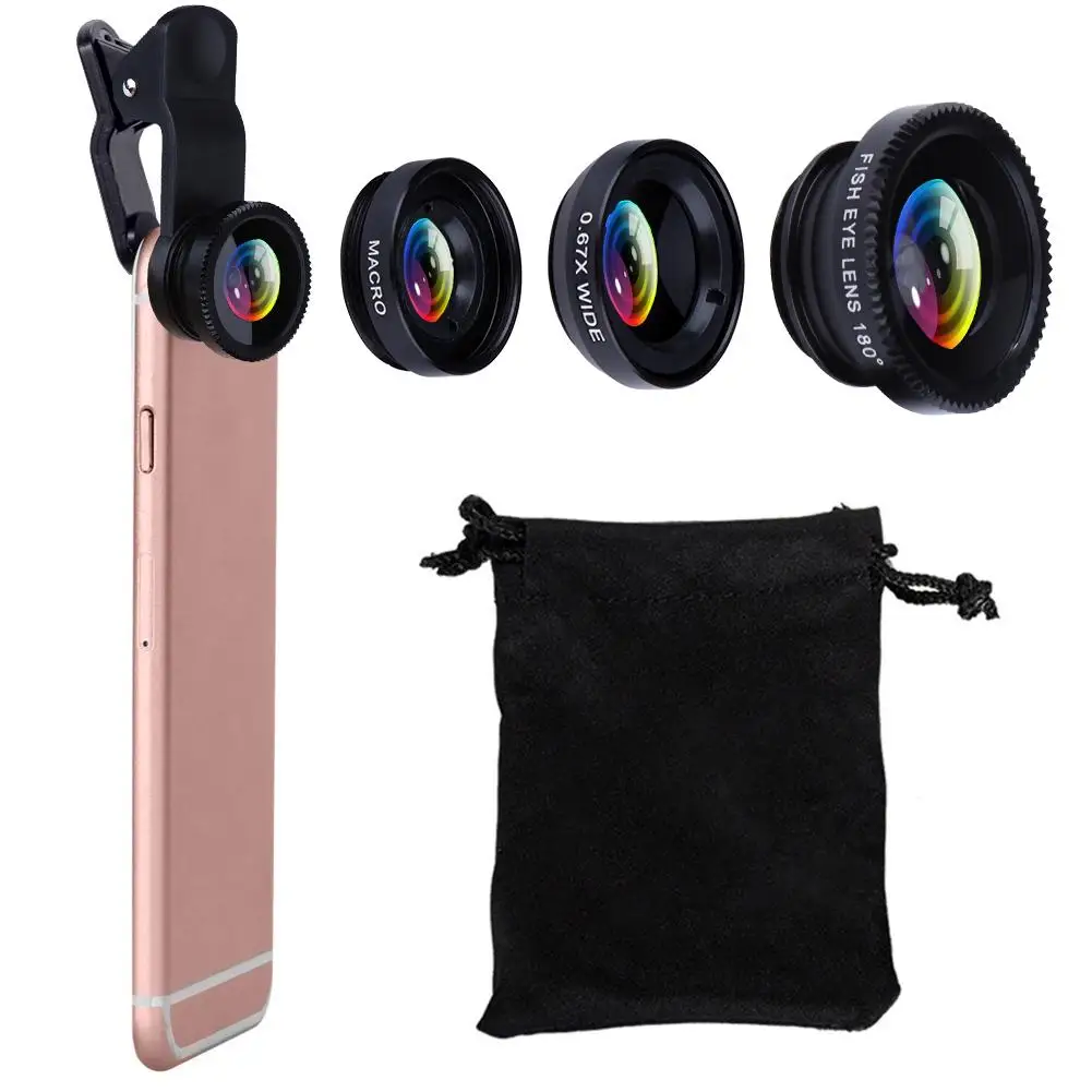 3in1 Fisheye Phone Lens 0.67X Wide Angle Zoom Fish Eye Macro Lenses Camera Kits With Clip Lens On The Phone For Smartphone
3in1 Fisheye Phone Lens 0.67X Wide Angle Zoom Fish Eye Macro Lenses Camera Kits With Clip Lens On The Phone For Smartphone