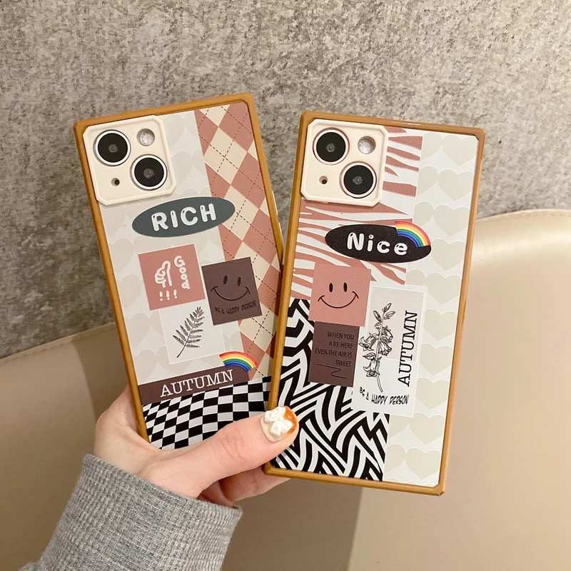 Luxury Square Smiley Lattice Phone Case For iPhone 12 11 13 Pro Max 12Mini XR XS Max 8 7 Plus SE 2022 Full Lens Protection Cover
Luxury Square Smiley Lattice Phone Case For iPhone 12 11 13 Pro Max 12Mini XR XS Max 8 7 Plus SE 2022 Full Lens Protection Cover