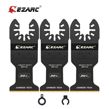 EZARC 3PCS Carbide Oscillating Saw Blades, Multitool Blades Quick Release for Hard Material, Hardened Metal, Nails, Bolts, Screw