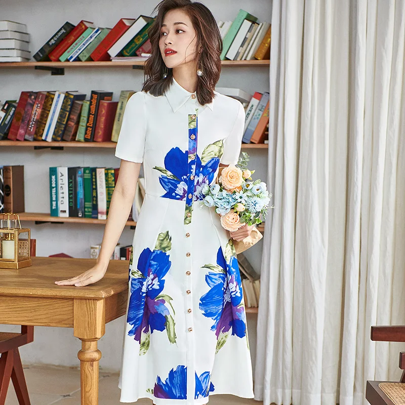 Spring Summer Printed Dress Sweet Girls Turn-down Collar Dress Students Vacation Dress Clothing Birthday Dress for Women
Spring Summer Printed Dress Sweet Girls Turn-down Collar Dress Students Vacation Dress Clothing Birthday Dress for Women