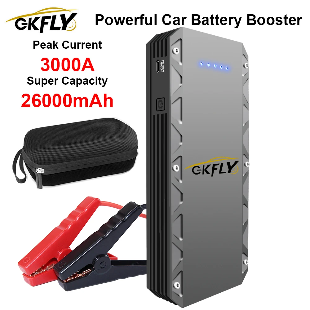 

GKFLY 3000A Car Jump Starter 26000mAh 12V Starting Device Power Bank Car Battery Booster Charger For Petrol Diesel Car Starter