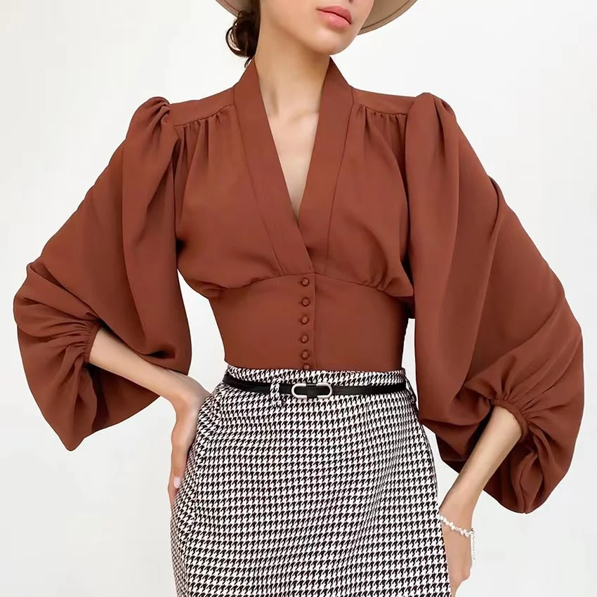 Autumn Solid Fashion Woman Blouse 2023 Elegant V Neck White Lantern Sleeve Shirt Top Female Sexy Tunic Button Chic Casual Shirts
Autumn Solid Fashion Woman Blouse 2023 Elegant V Neck White Lantern Sleeve Shirt Top Female Sexy Tunic Button Chic Casual Shirts
