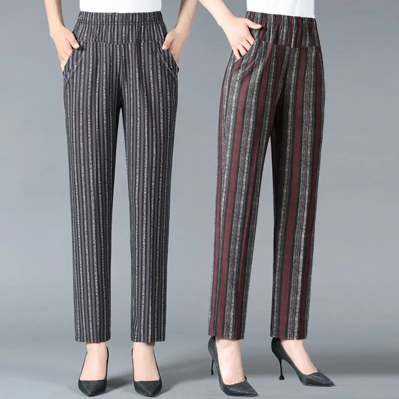2023 Summer Harem Pants Women Bottoms Stripe Loose Beach Ankle-Length High Waist Trousers Female Casual Office Ladies W44
2023 Summer Harem Pants Women Bottoms Stripe Loose Beach Ankle-Length High Waist Trousers Female Casual Office Ladies W44