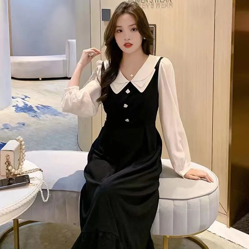 Doll Collar High-End Dress Temperament Narrow-Waisted Slimmer Look Long Little Black
Doll Collar High-End Dress Temperament Narrow-Waisted Slimmer Look Long Little Black