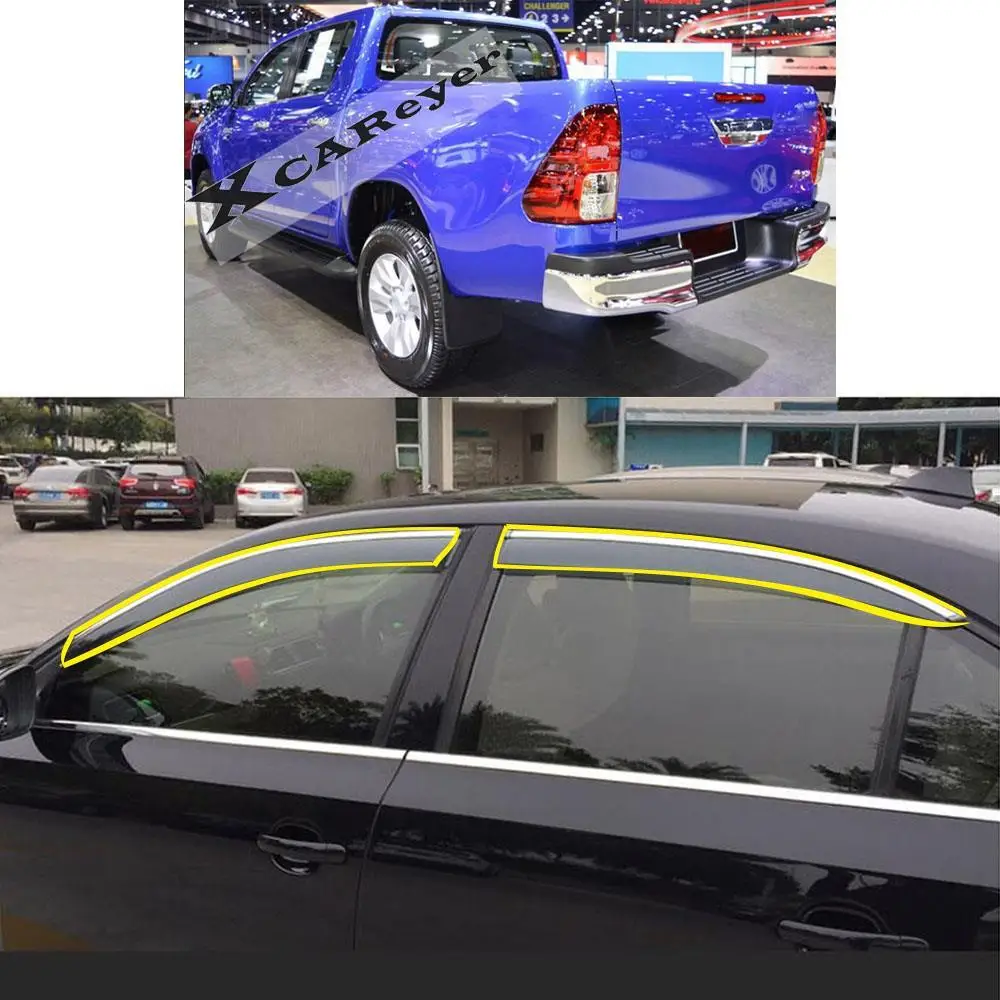 Car Sticker Plastic Window Glass Wind Visor Rain/Sun/Smoke Guard Vent Protector For For Toyota Hilux Revo Rocco 2015-2019
Car Sticker Plastic Window Glass Wind Visor Rain/Sun/Smoke Guard Vent Protector For For Toyota Hilux Revo Rocco 2015-2019