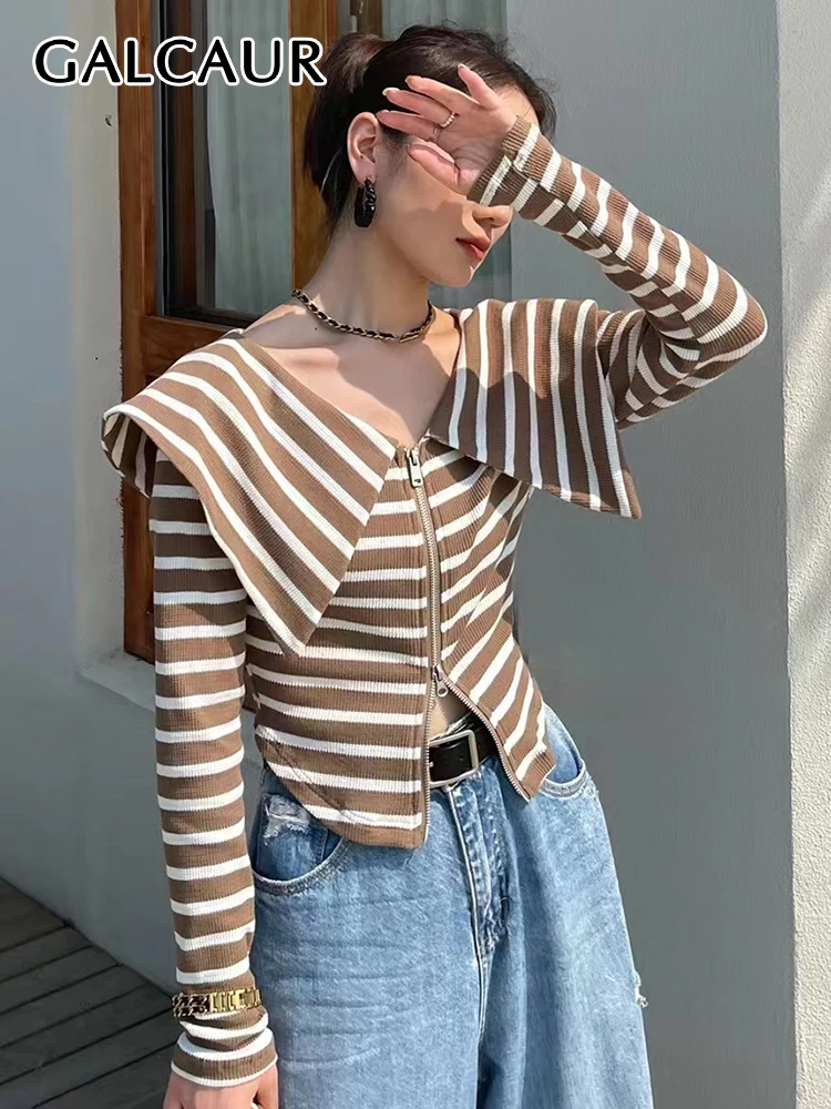 GALCAUR Striped Sweater For Women V Neck Long Sleeve Patchwork Zipper Casual Loose Cardigan Female Spring Fashion Clothing 2022
GALCAUR Striped Sweater For Women V Neck Long Sleeve Patchwork Zipper Casual Loose Cardigan Female Spring Fashion Clothing 2022
