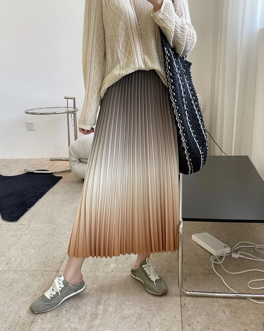 Women's High-waisted skirt Spring Gradient Pleated Skirt Women Spring Autumn Elastic Waist Elegant Female Skirts Mujer
Women's High-waisted skirt Spring Gradient Pleated Skirt Women Spring Autumn Elastic Waist Elegant Female Skirts Mujer