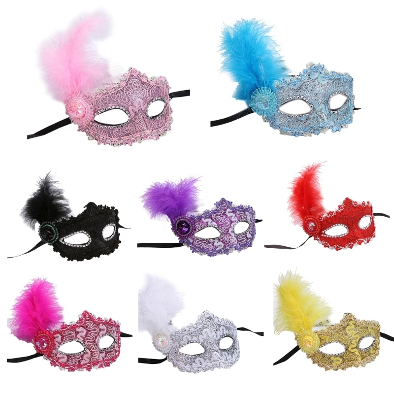 

Маскарадная маска, венецианские маски для женщин и девушек, перьевые полумаски для лица, маска для глаз M6CD