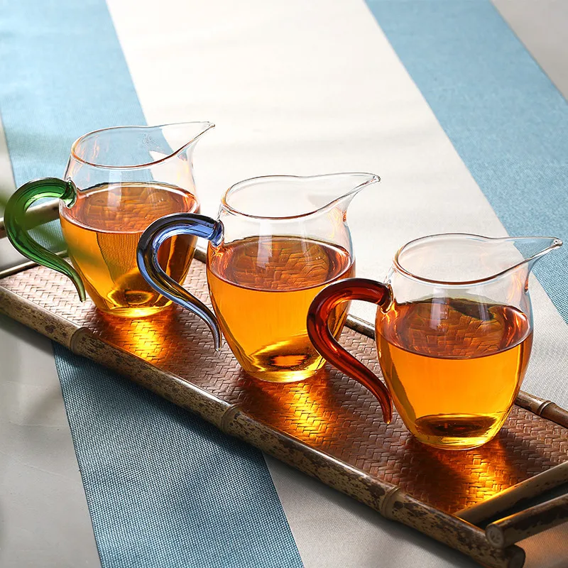 Heat-resistant Glass Tea Pitcher with Colored Handle Creative Transparent Chahai Glass Kung Fu Fair Cup Office Tea Cup Drinkware
Heat-resistant Glass Tea Pitcher with Colored Handle Creative Transparent Chahai Glass Kung Fu Fair Cup Office Tea Cup Drinkware