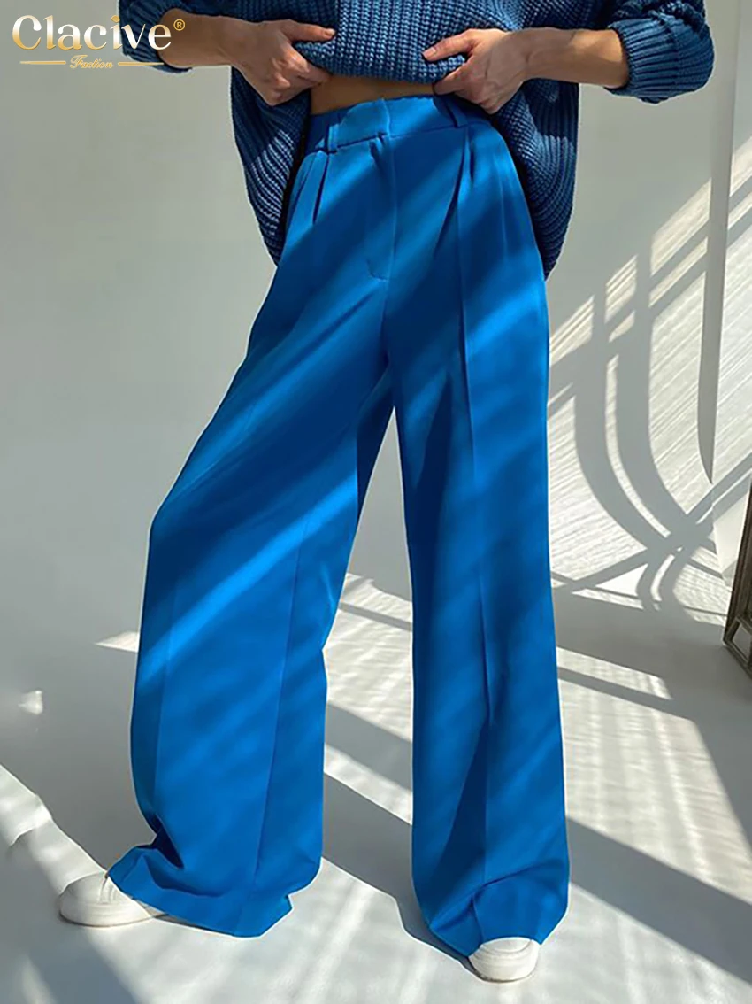 Blue Office Women'S Pants Fashion Loose Full Length Ladies Trousers Casual High Waist Wide Pants For Women
Blue Office Women'S Pants Fashion Loose Full Length Ladies Trousers Casual High Waist Wide Pants For Women