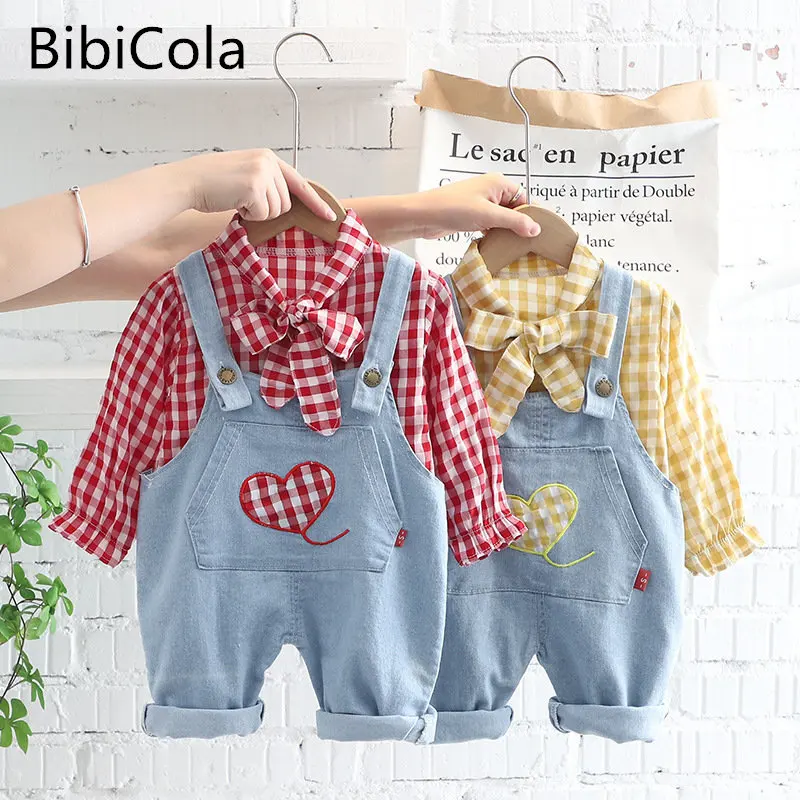 Spring Autumn Toddler Girls sweet Suit Newborn Baby Girls plaid long sleeves suit Denim overalls Suit Baby Clothes 1 - 4 Years
Spring Autumn Toddler Girls sweet Suit Newborn Baby Girls plaid long sleeves suit Denim overalls Suit Baby Clothes 1 - 4 Years