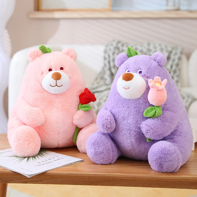 

Милый медведь, плюшевая игрушка, детская комната, декоративные мягкие куклы, милые животные, плюшевый медведь с цветком, подарок для детей, плюшевые игрушки