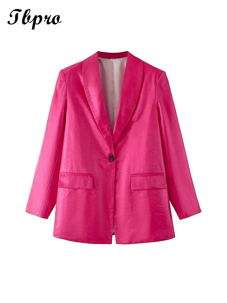 Loose Long Sleeve Single Button Jacket Women Elegant Lapel Stain Blazer Coat Spring New Fashion Chic Female Rose Red Outwear
Loose Long Sleeve Single Button Jacket Women Elegant Lapel Stain Blazer Coat Spring New Fashion Chic Female Rose Red Outwear