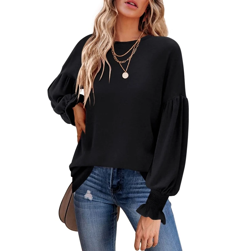 Long Sleeves T Shirts Tops for Women Fashion Ruffle Lantern Sleeve Tops All-matching Crew Neck T-shirts Loose Blouse
Long Sleeves T Shirts Tops for Women Fashion Ruffle Lantern Sleeve Tops All-matching Crew Neck T-shirts Loose Blouse
