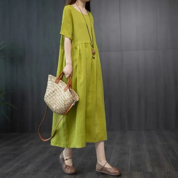 2022 summer new Korean loose cotton linen lace-up waist slim Western style simple solid color women long dress free shipping
2022 summer new Korean loose cotton linen lace-up waist slim Western style simple solid color women long dress free shipping