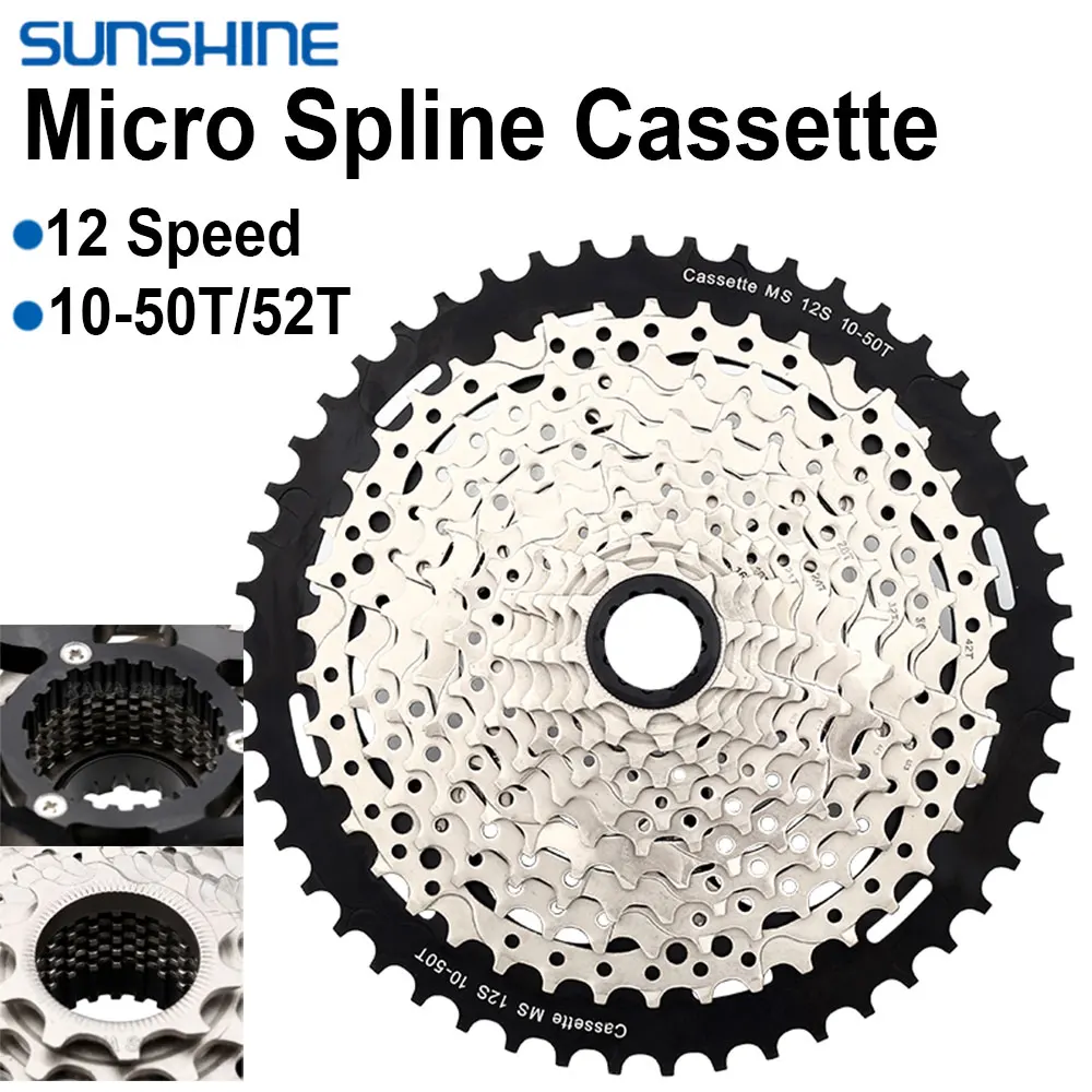 SUNSHINE Micro Spline 12S Cassette 10-50T/52T MTB K7 Mountain Bike 12 Speed MS Freewheel for Shimano M8100 M9000 M9100 Sprocket
SUNSHINE Micro Spline 12S Cassette 10-50T/52T MTB K7 Mountain Bike 12 Speed MS Freewheel for Shimano M8100 M9000 M9100 Sprocket