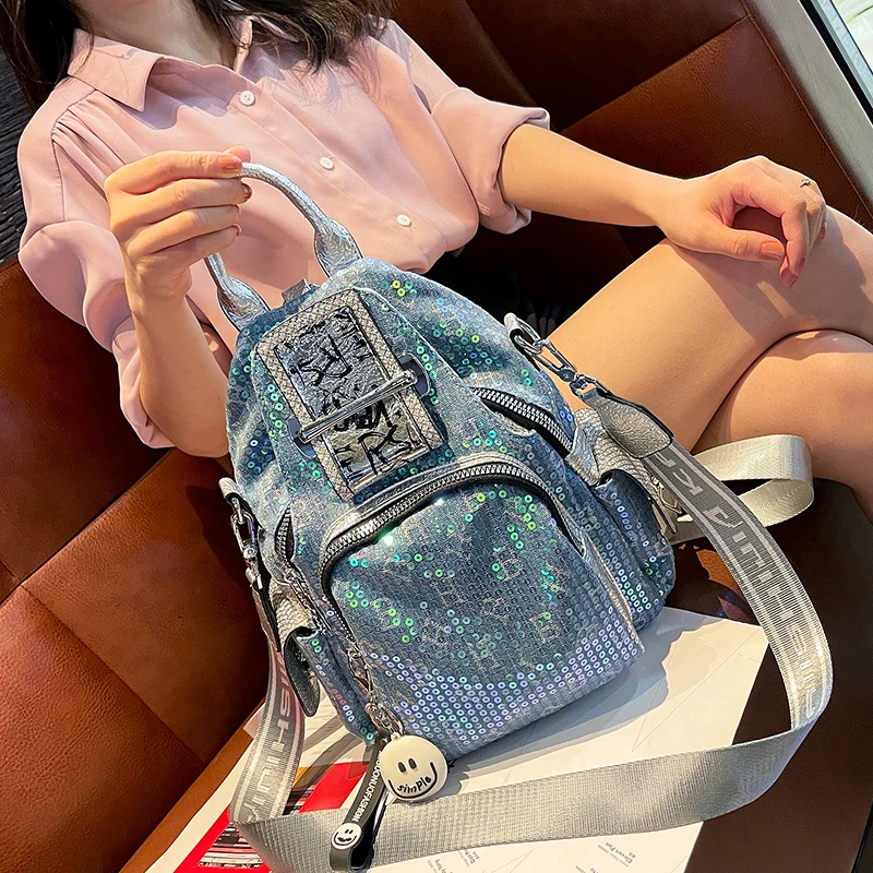 Fashion High-Grade Backpack Women's 2022 New Sequined Laser Travel Backpack All-Matching Western Style Denim Messenger Bag
Fashion High-Grade Backpack Women's 2022 New Sequined Laser Travel Backpack All-Matching Western Style Denim Messenger Bag