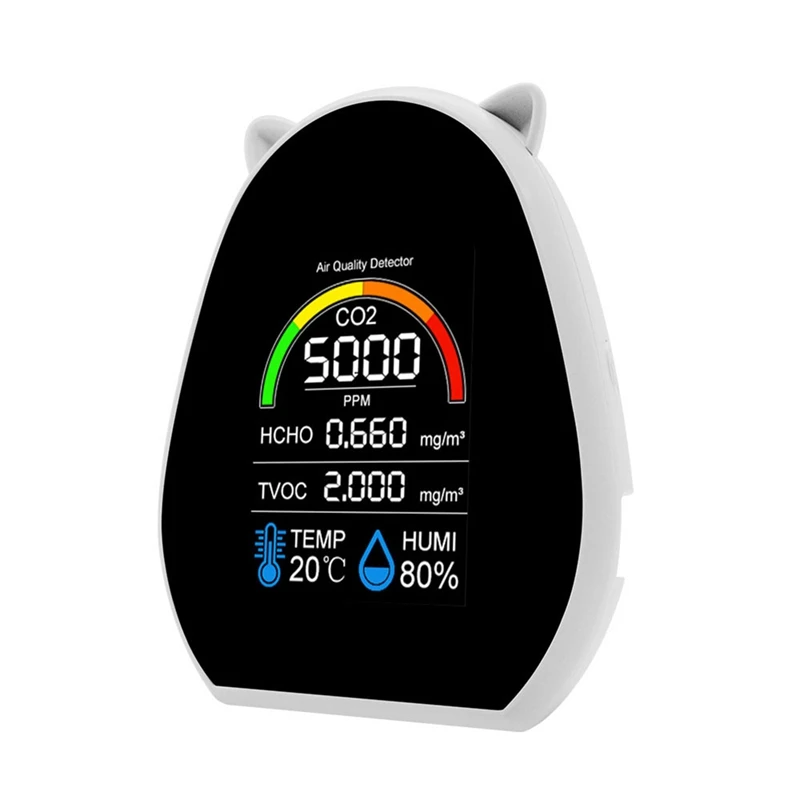 5 в 1 детектор качества воздуха, измеритель углекислого газа, HCHO TVOC 
5 в 1 детектор качества воздуха, измеритель углекислого газа, HCHO TVOC