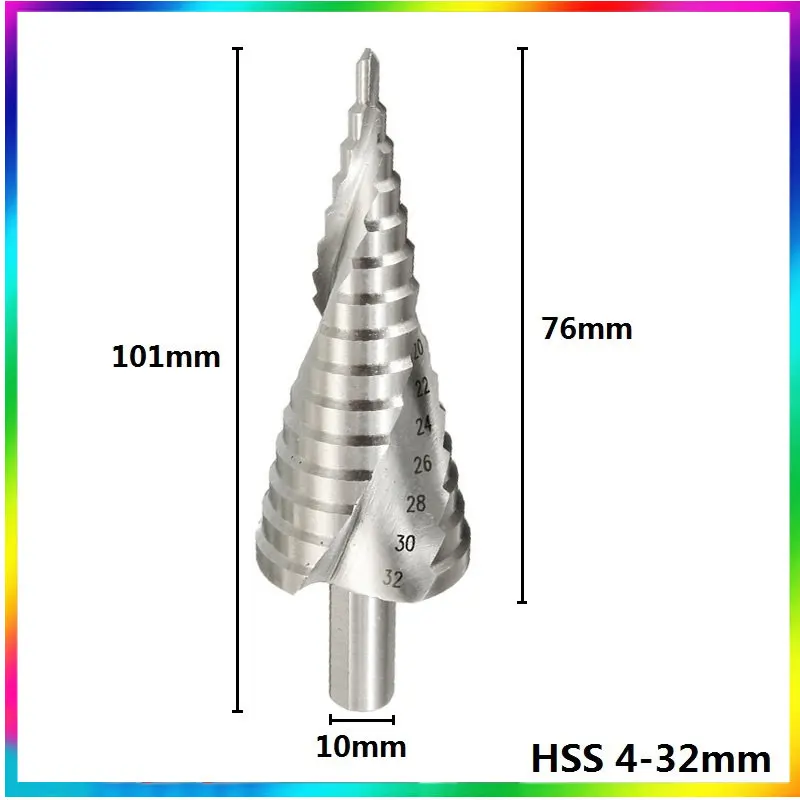 Step Drill Bit 4-32mm HSS Step Cone Drill,Spiral Groove Wood Metal Hole Cutter Core Drilling Tools
Step Drill Bit 4-32mm HSS Step Cone Drill,Spiral Groove Wood Metal Hole Cutter Core Drilling Tools