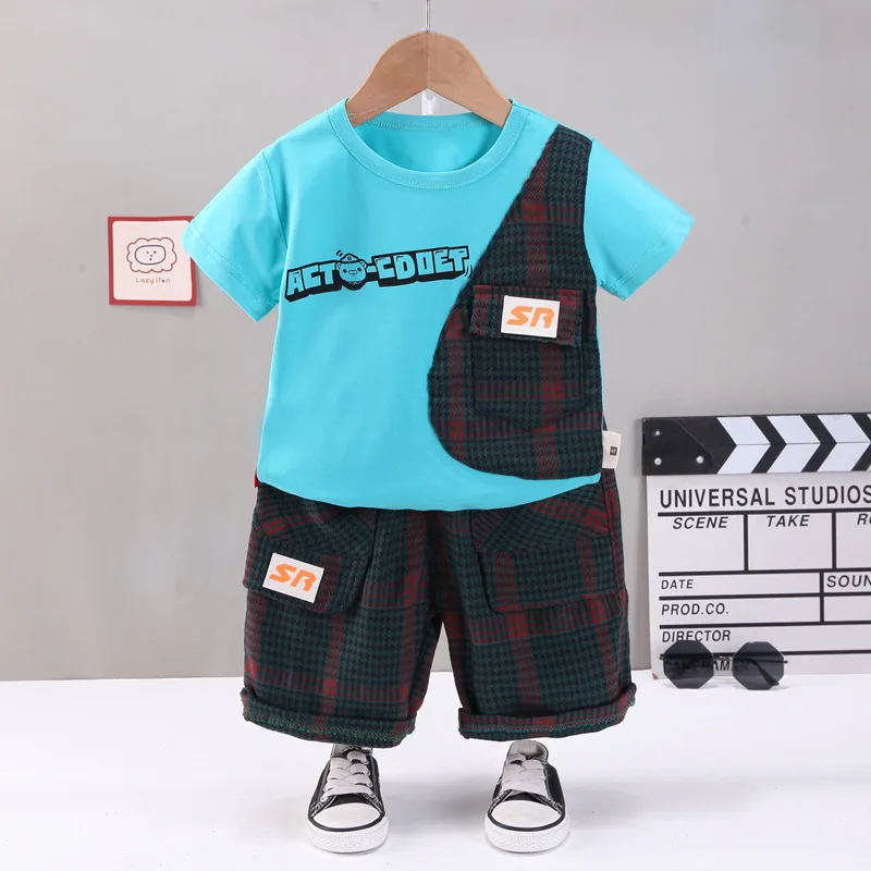 Babies Clothes Summer Suit for Boy O-neck Patchwork Plaid T-shirts Tops and Shorts Two Piece Infant Outfits Kids Bebes Tracksuit
Babies Clothes Summer Suit for Boy O-neck Patchwork Plaid T-shirts Tops and Shorts Two Piece Infant Outfits Kids Bebes Tracksuit