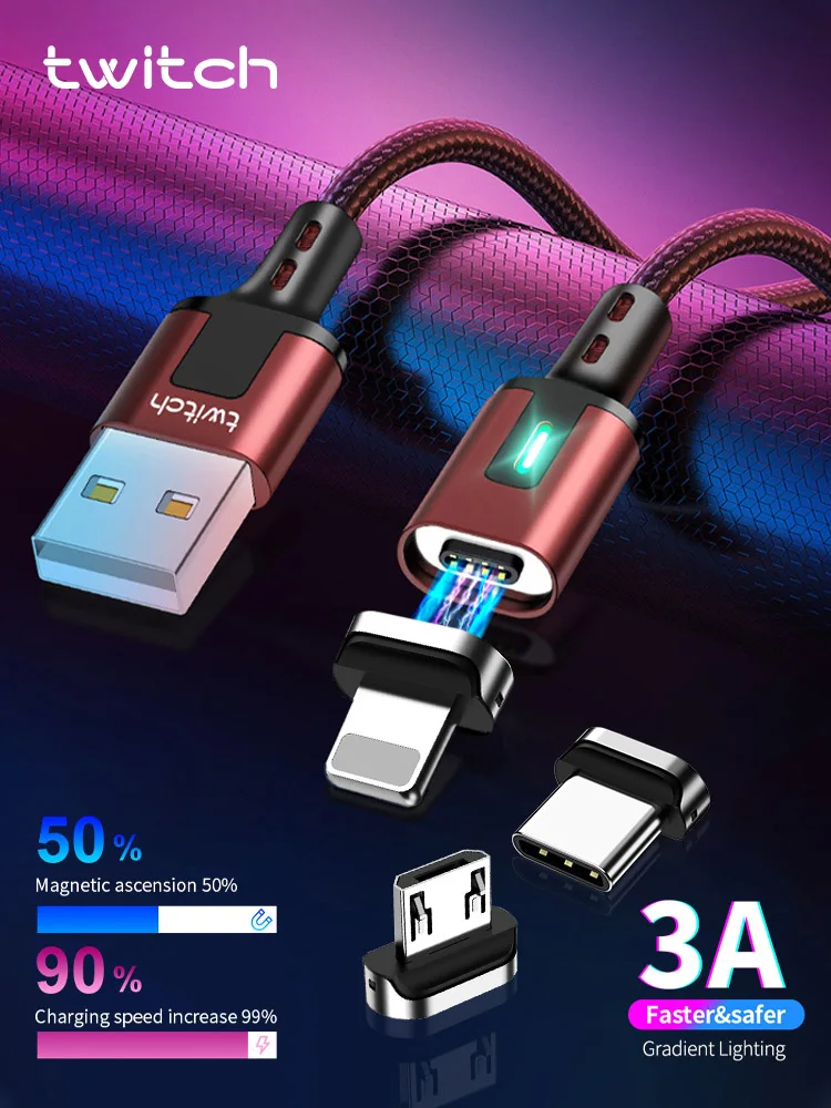 Twitch Magnetic USB C Cable QC 3.0 Fast Charging Micro Usb Type C Cable For iPhone Samsung Xiaomi Huawei Magnet Data Wire Cord
Twitch Magnetic USB C Cable QC 3.0 Fast Charging Micro Usb Type C Cable For iPhone Samsung Xiaomi Huawei Magnet Data Wire Cord