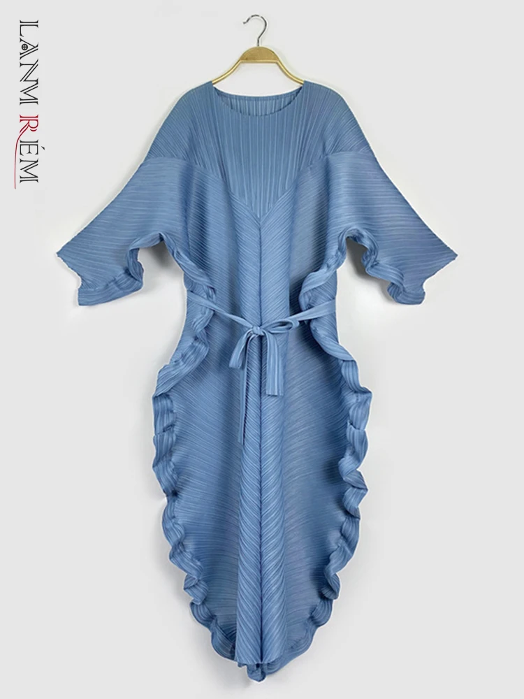 LANMREM Ruffles Pleated Dress For Women Round Neck Bandage Solid Color Dresses Female Elegant Clothing 2022 Summer 2R1567 
LANMREM Ruffles Pleated Dress For Women Round Neck Bandage Solid Color Dresses Female Elegant Clothing 2022 Summer 2R1567
