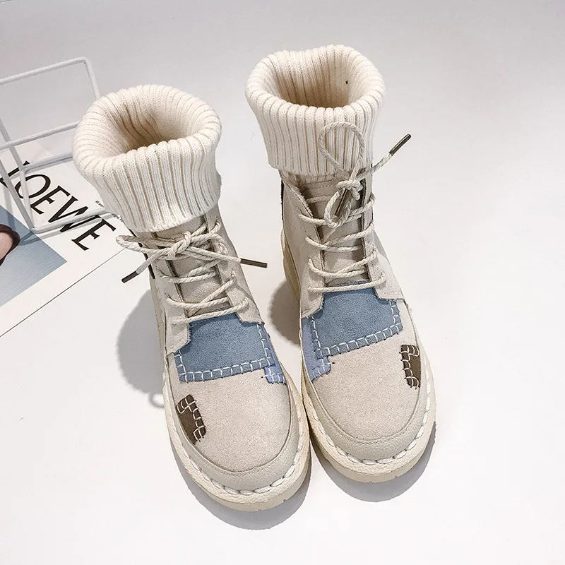 Autumn and Winter New Short Woolen Boots Round Head Lace up Low Heel Fashion Splice Women's Boots Plush Short Boots women shoes
Autumn and Winter New Short Woolen Boots Round Head Lace up Low Heel Fashion Splice Women's Boots Plush Short Boots women shoes