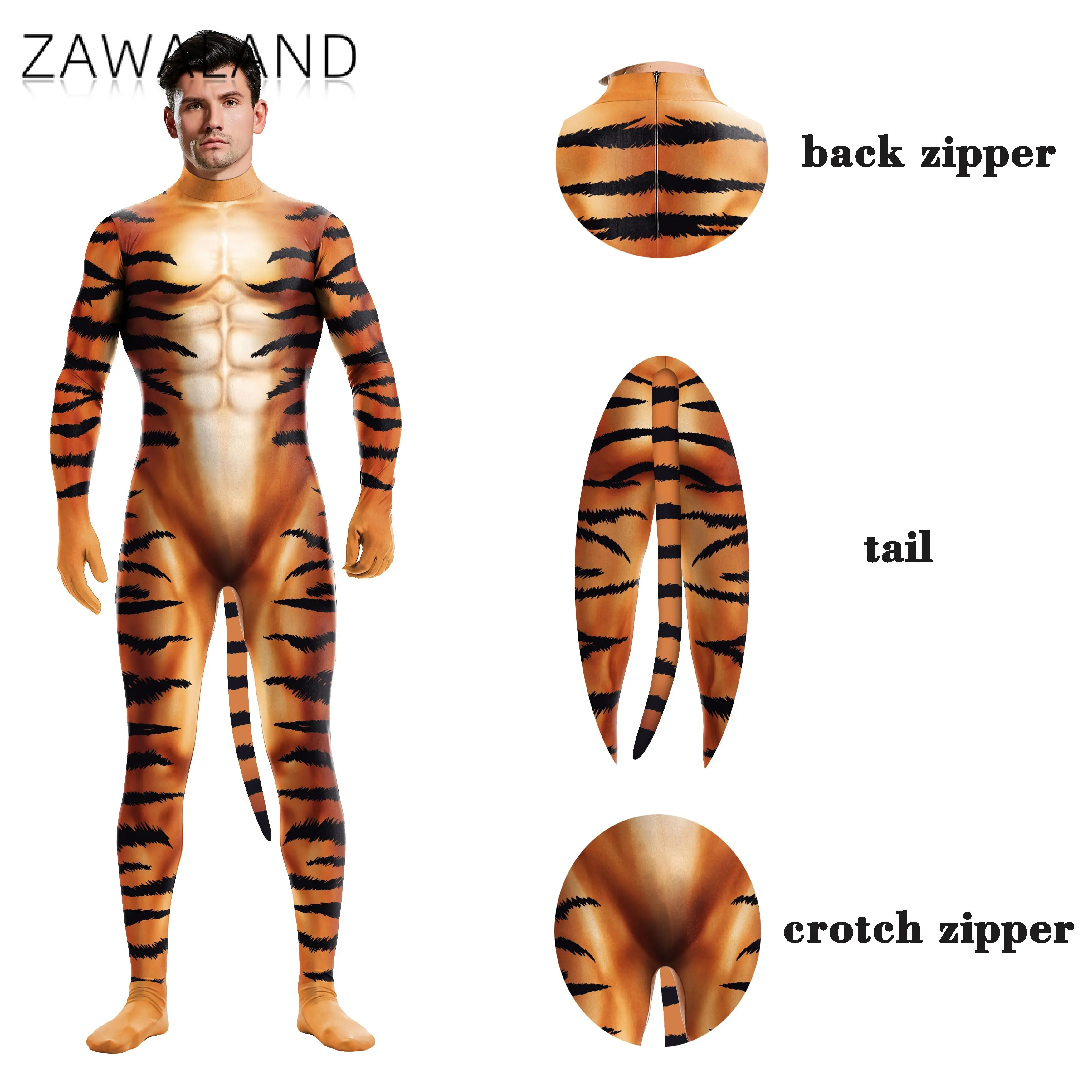 Zawaland Creative Party Playsuit Cosplay Costume Tiger 3D Printed Full Cover Costumes for Adults with Tail Fancy Spandex Catsuit
Zawaland Creative Party Playsuit Cosplay Costume Tiger 3D Printed Full Cover Costumes for Adults with Tail Fancy Spandex Catsuit