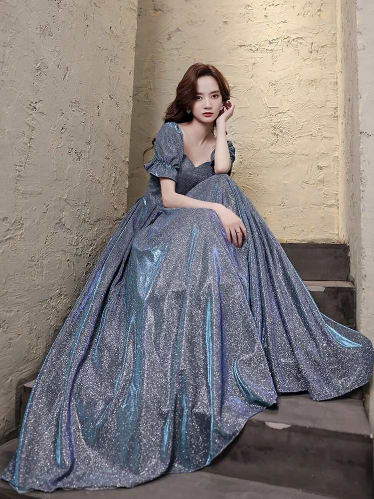 2022 Fashion Starry Evening Dress Celebrity Birthday Party Ball Gown Blue Short Puff Sleeve Wedding Party Robes Vestido De Noche
2022 Fashion Starry Evening Dress Celebrity Birthday Party Ball Gown Blue Short Puff Sleeve Wedding Party Robes Vestido De Noche
