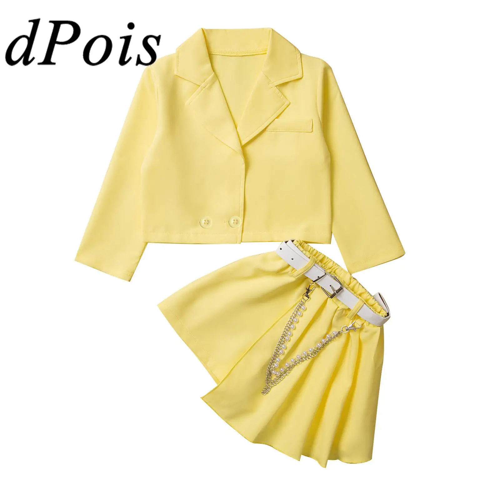 Girl's 2 Piece Outfits Long Sleeve Blazer Short with Belt Chains Children's Sets Birthday Party Outfit School Uniforms
Girl's 2 Piece Outfits Long Sleeve Blazer Short with Belt Chains Children's Sets Birthday Party Outfit School Uniforms
