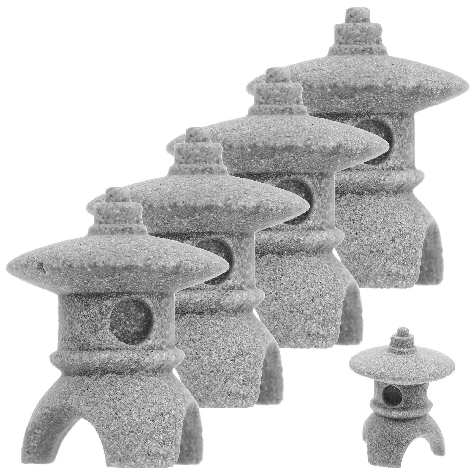 

5 Pcs Simulation Landscape Pavilion Zen Garden Accessories Adornment Aquarium Statue Adorable Pagoda Sandstone Miniature