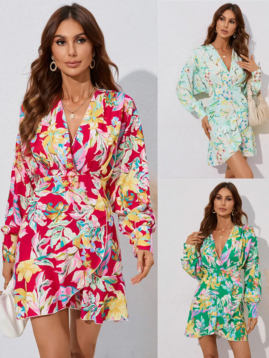 Elegant Floral Print Sexy Deep V Neck Ruffle Slim Party Dresses for Women Autumn Fashion Long Sleeve Street Mini Dress Vestidos
Elegant Floral Print Sexy Deep V Neck Ruffle Slim Party Dresses for Women Autumn Fashion Long Sleeve Street Mini Dress Vestidos