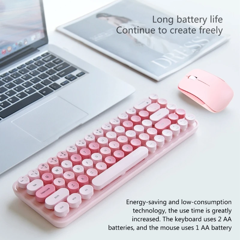 Wireless Keyboard and Mouse Combo Cute Retro Keyboard with Colorful Round Keys 2.4GHz Small Size PC Keyboard Mouse Set
Wireless Keyboard and Mouse Combo Cute Retro Keyboard with Colorful Round Keys 2.4GHz Small Size PC Keyboard Mouse Set